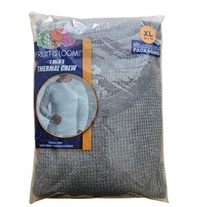 Fruit Of The‎ Loom Mens Gray Themal Base Layer Waffle Top Long Sleeve Sz XL NEW